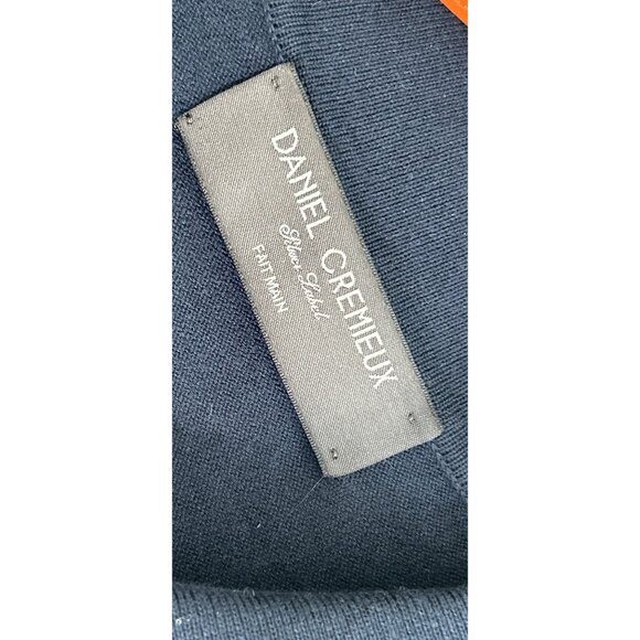 Daniel Cremieux Navy Short-Sleeve Cottonl Zip Polo Shirt With White Piping Made - Picture 6 of 9